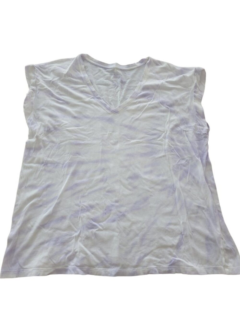 Ava & Viv V Neck Lilac Purple & White Tie Dye Short Sleeve Top/T Shirt
